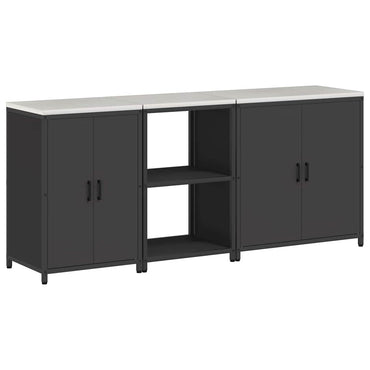 vidaXL Aufbewahrungsset für die Küche mit Regal mit Tür 3 pcs Schwarz