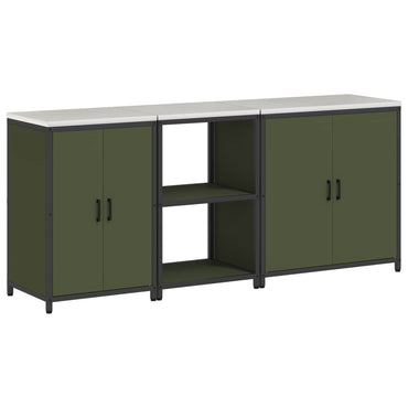 vidaXL Aufbewahrungsset für die Küche mit Regal 3 pcs Olive Grün