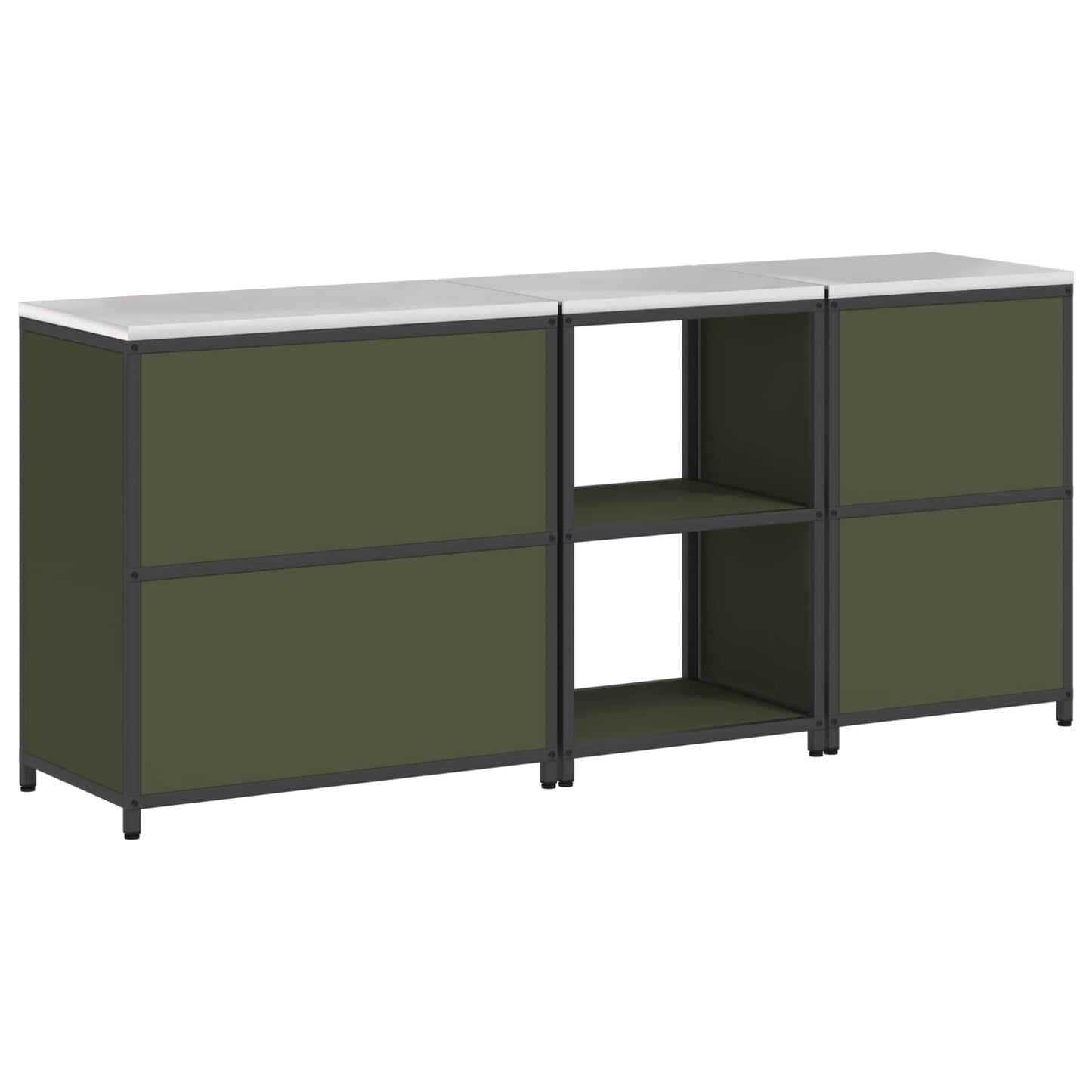 vidaXL Aufbewahrungsset für die Küche mit Regal 3 pcs Olive Grün