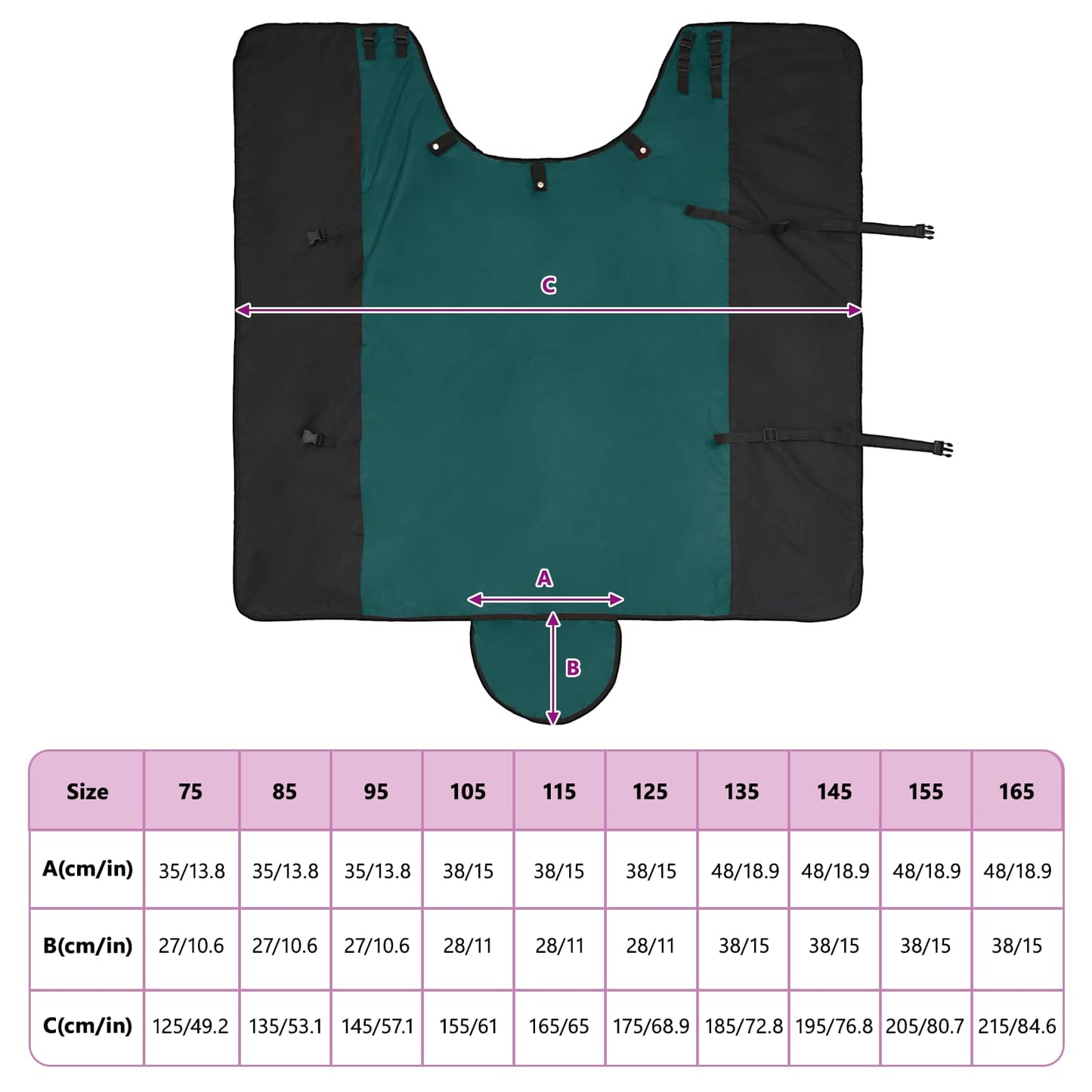 Pferdedecke Dunkelgrün und Schwarz 115 cm Polyester