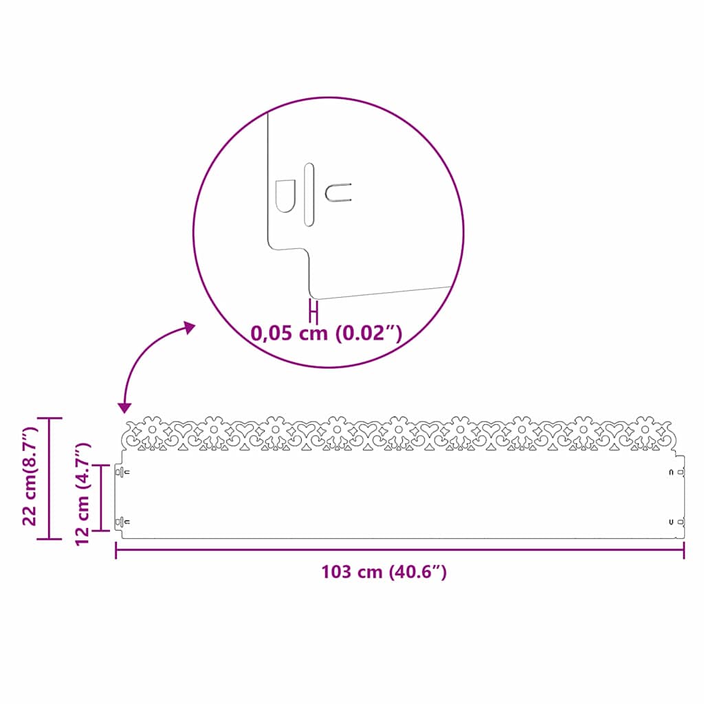 Rasenkanten 30 pcs Schwarz 103 x 0,05 x 22 cm Stahl