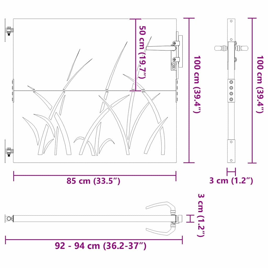 vidaXL Gartentor Schwarz 85 x 100 cm Pulverbeschichteter Stahl