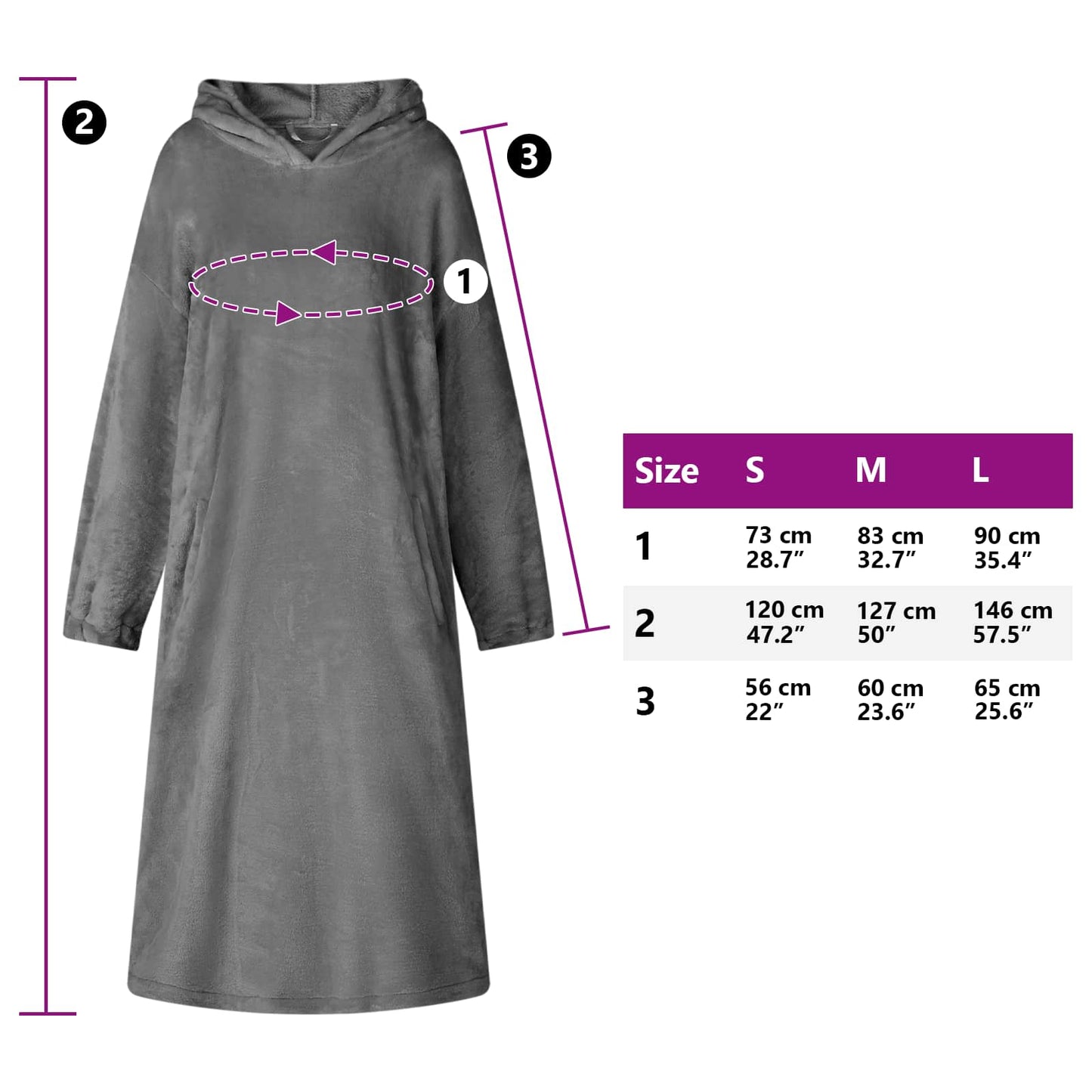 Decken-Hoodie Dunkelgrau M Flanell