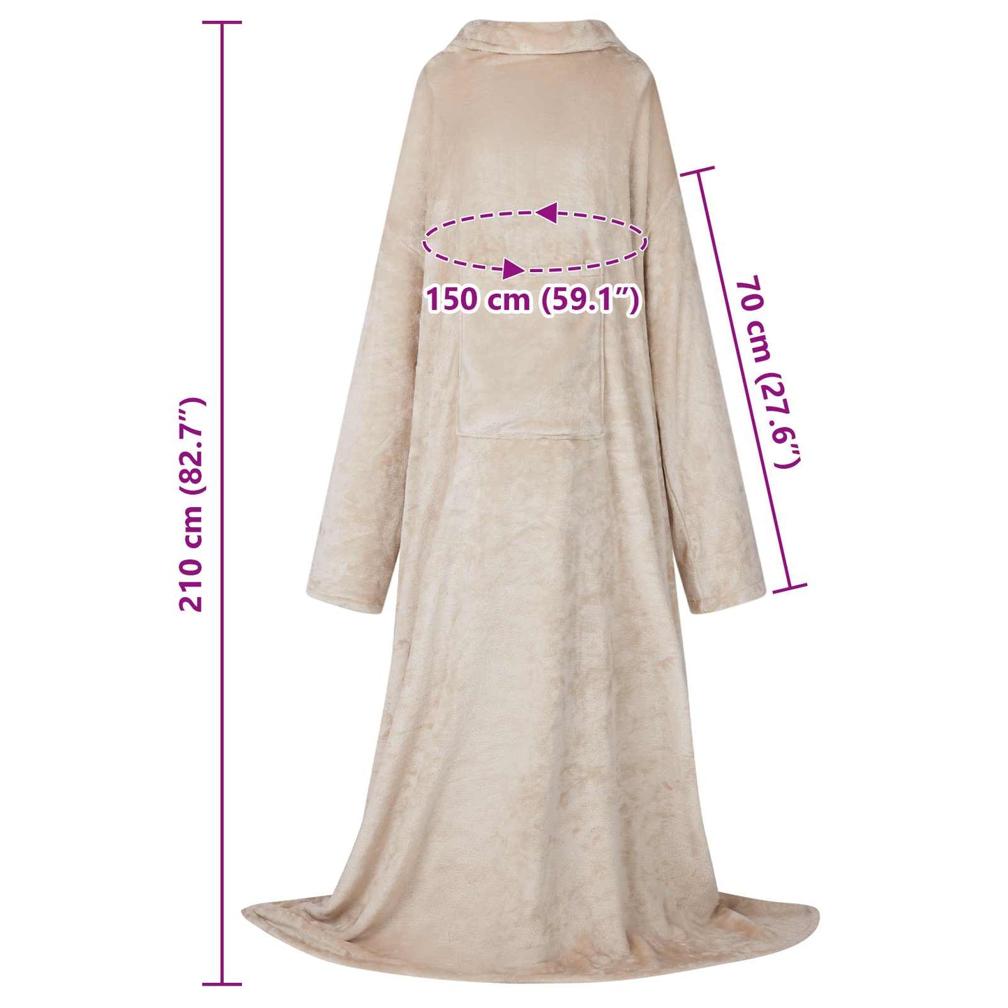 Decken-Hoodie Beige F Flanell