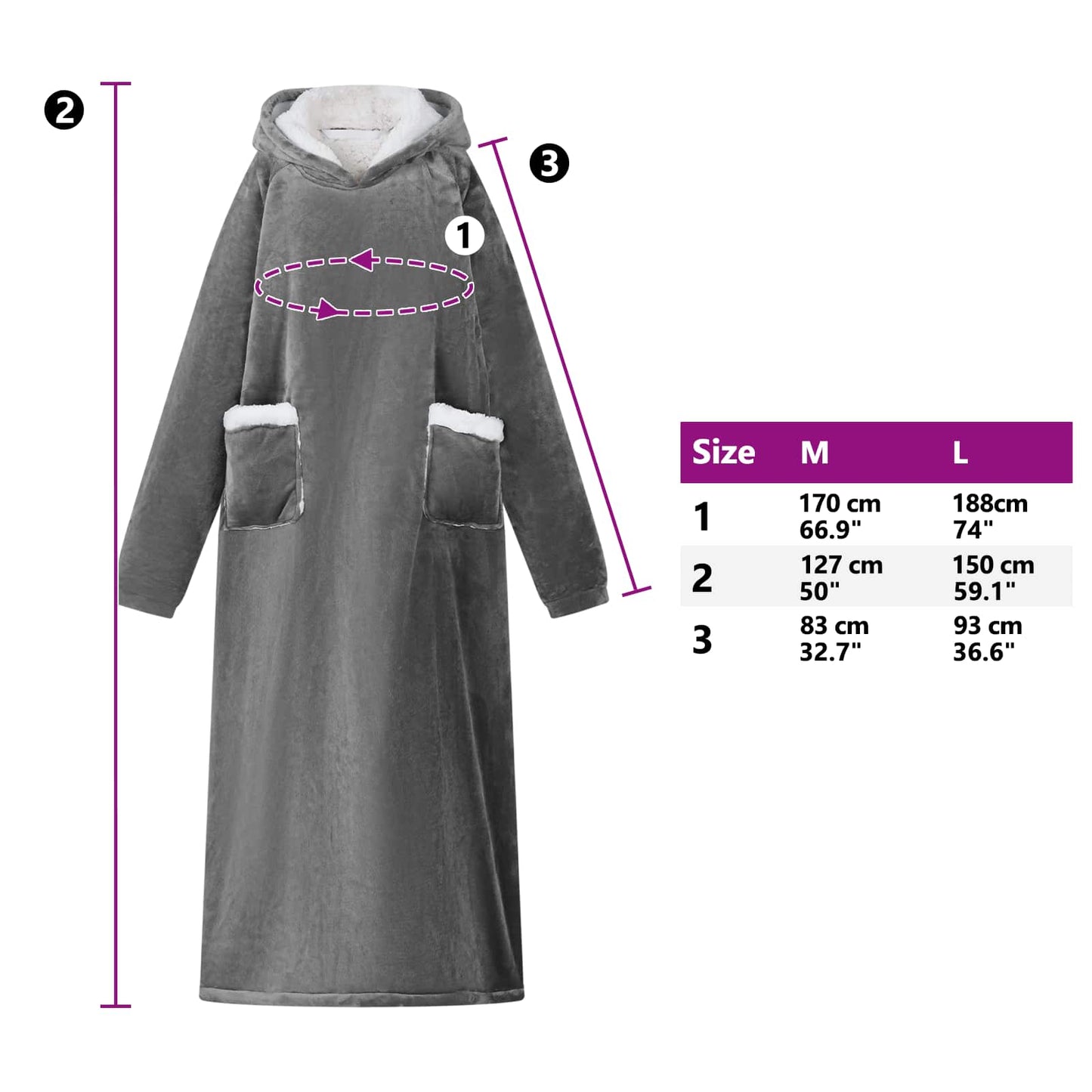 vidaXL Decken-Hoodie Dunkelgrau L Fleece und Flanell
