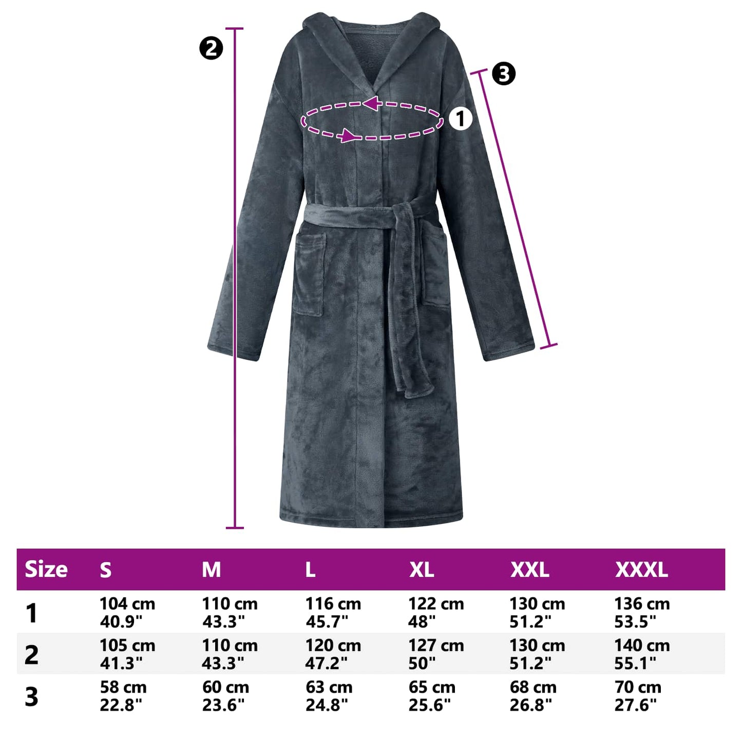 Bademantel Hoodie Marineblau XL Flanell