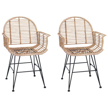 vidaXL Esszimmerstuhl 2 pcs Natur 44 x 44 x 74 cm Rattan und Eisen