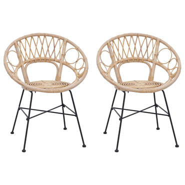vidaXL Esszimmerstuhl 2 pcs Natur 49 x 51 x 81 cm Rattan und Eisen