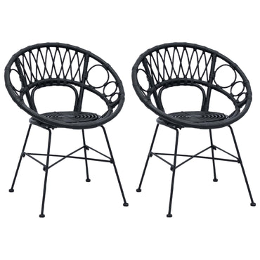 vidaXL Esszimmerstuhl 2 pcs Schwarz 49 x 51 x 81 cm Rattan und Eisen