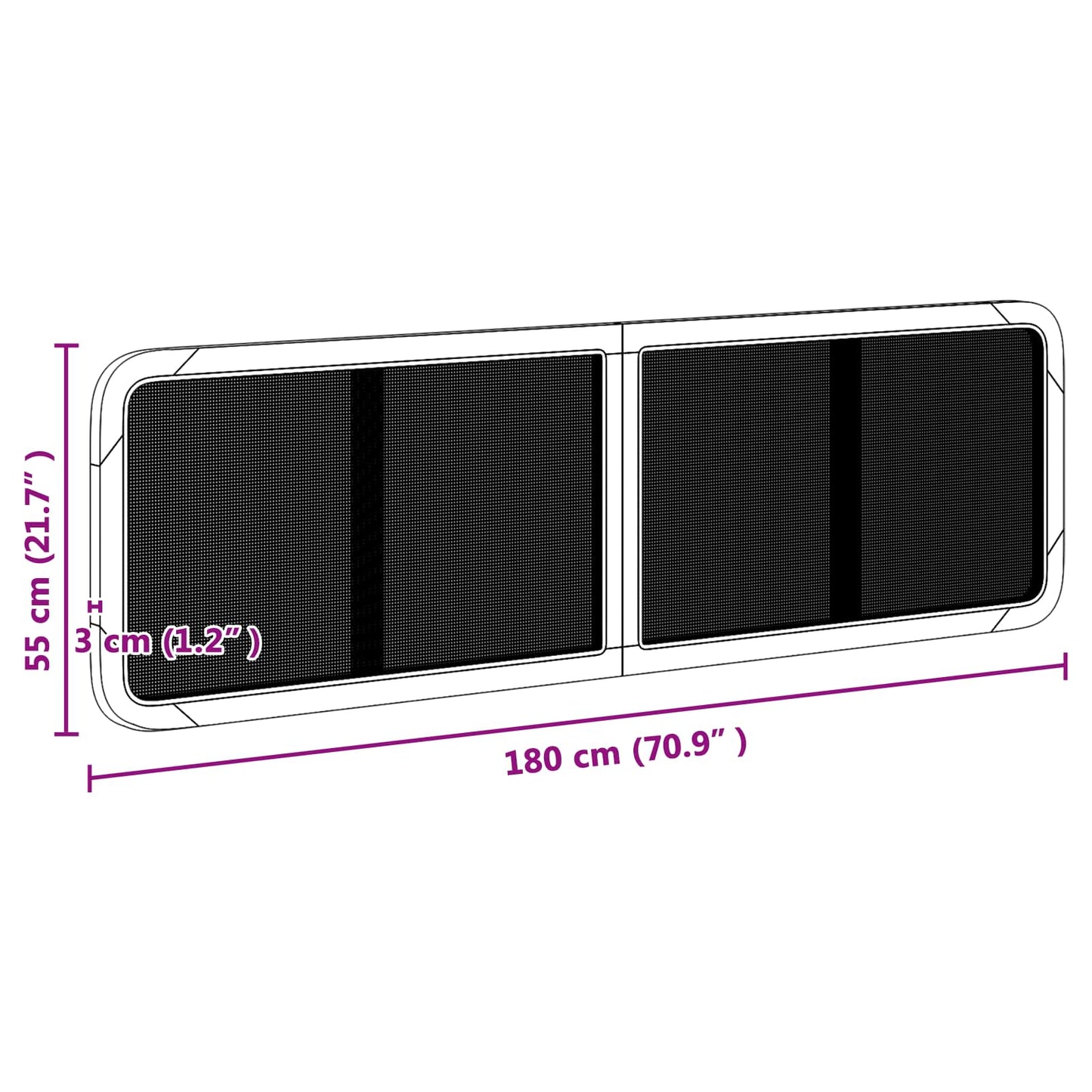 vidaXL Kopfteil mit Kopfteil Schwarz 180 x 55 x 3 cm Rattan