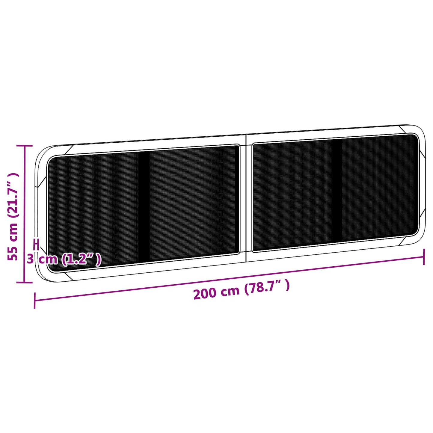 vidaXL Kopfteil mit Kopfteil Schwarz 200 x 55 x 3 cm Rattan