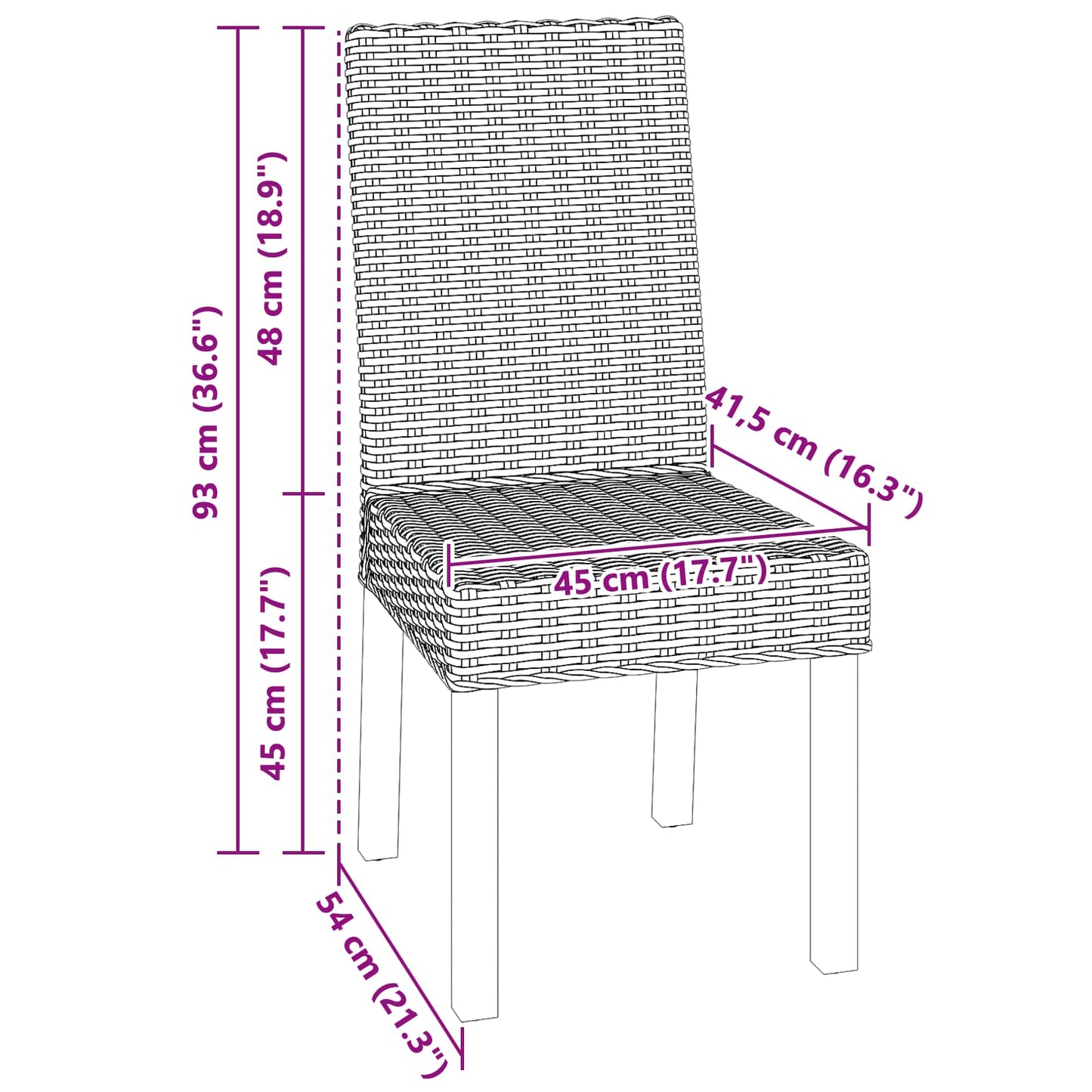 Esszimmerstuhl 2 pcs Weiß gewaschen 45 x 54 x 93 cm