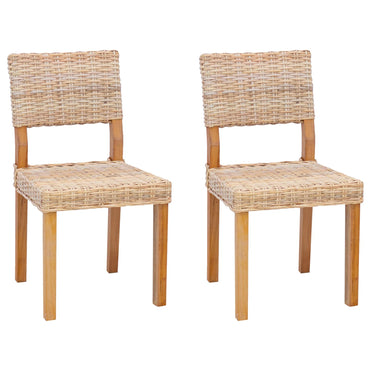 vidaXL Esszimmerstuhl 2 pcs Natur 46 x 55 x 84 cm Kubu Rattan