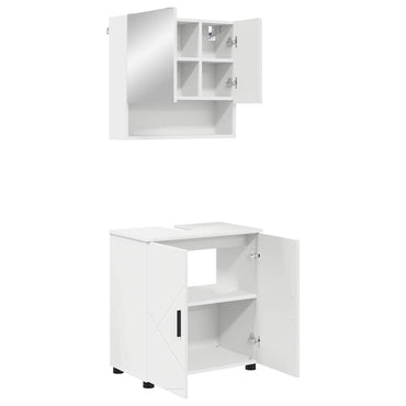 vidaXL Badezimmermöbel-Set mit Tür 2 pcs Weiß Holzwerkstoff & Metall