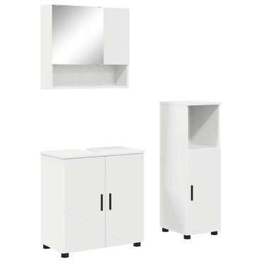 vidaXL Badezimmermöbel-Set mit Tür 3 pcs Weiß Holzwerkstoff & Metall