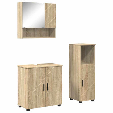 vidaXL Badezimmermöbel-Set 3 pcs Sonoma-Eiche Holzwerkstoff & Metall