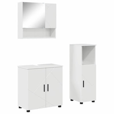 vidaXL Badezimmermöbel-Set 3 pcs Hochglanz Weiß Holzwerkstoff & Metall