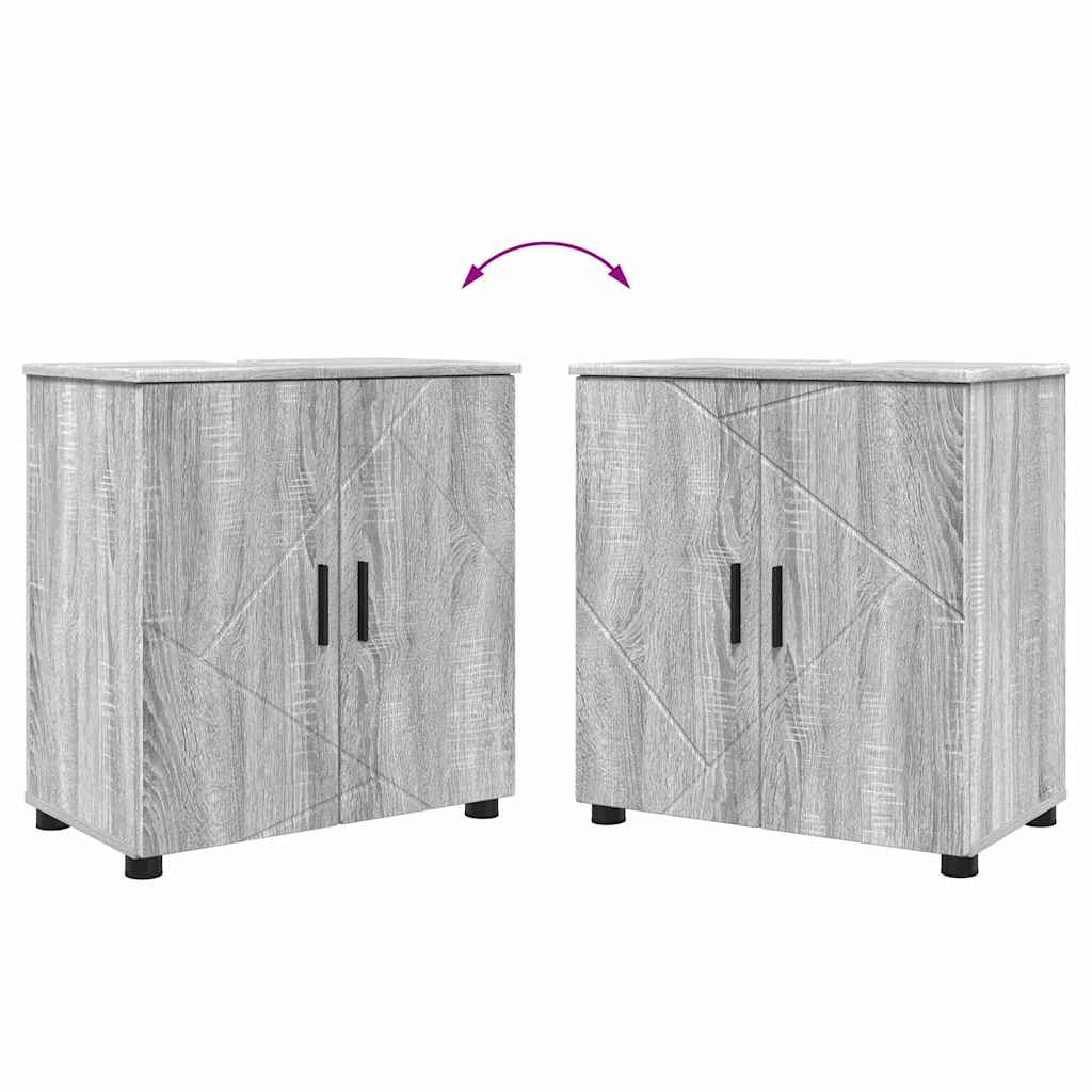 vidaXL Badezimmermöbel-Set 3 pcs Graues Sonoma Holzwerkstoff & Metall
