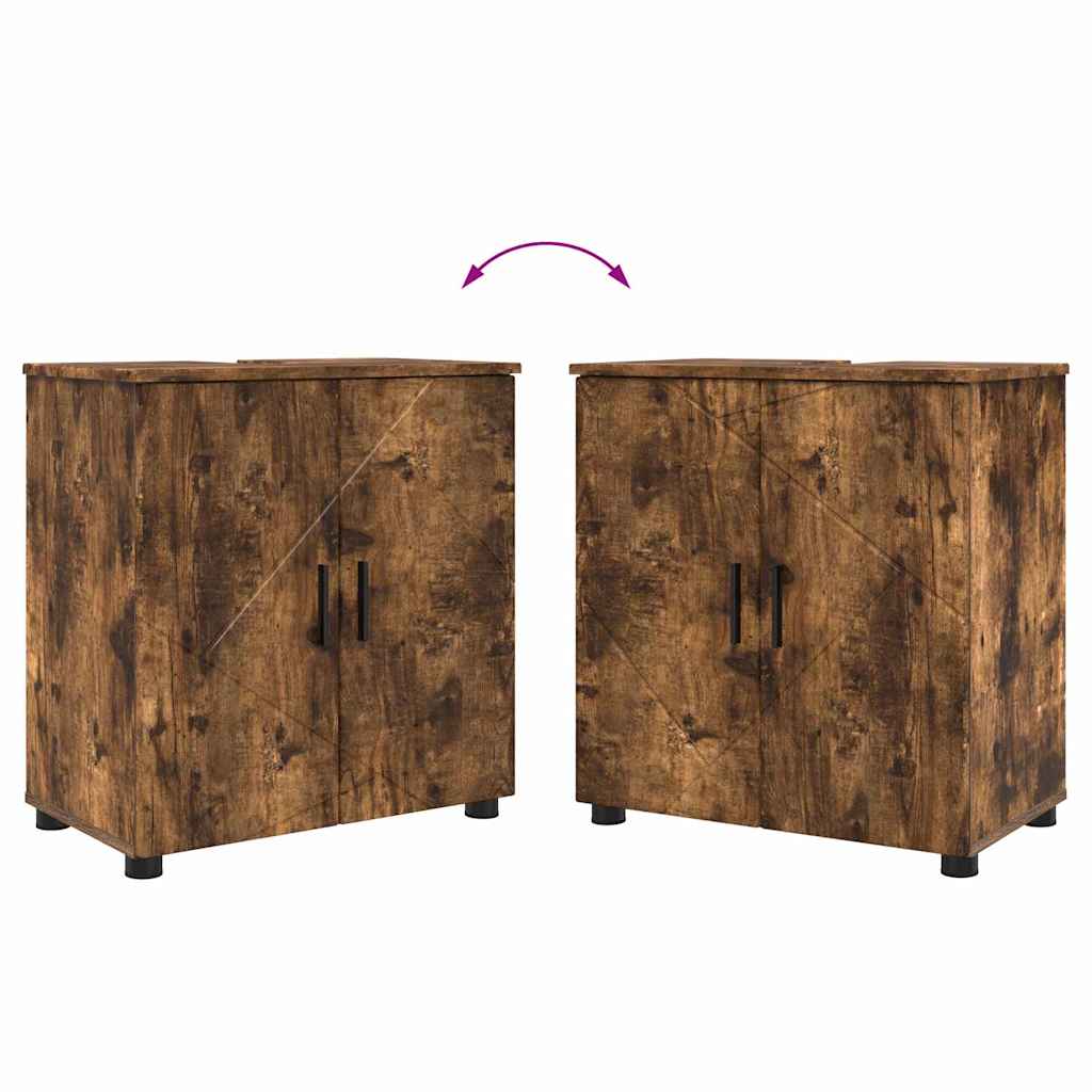 vidaXL Badezimmermöbel-Set mit Schubladen 3 pcs Geräucherte Eiche