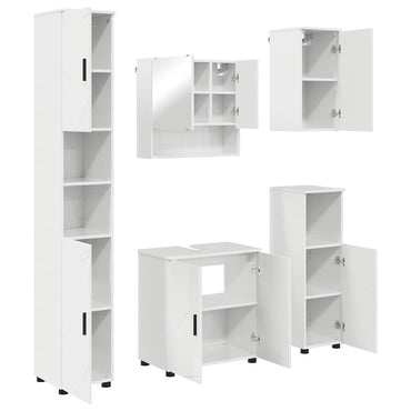 vidaXL Badezimmermöbel-Set 5 pcs Hochglanz Weiß Holzwerkstoff & Metall