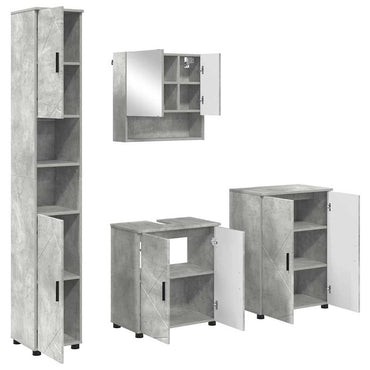 vidaXL Badezimmermöbel-Set 4 pcs Beton Grau Holzwerkstoff & Metall