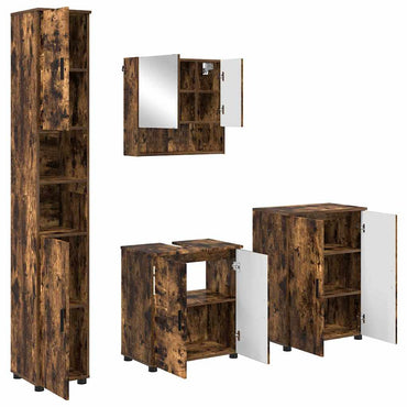 vidaXL Badezimmermöbel-Set Wandmontiert 4 pcs Geräucherte Eiche