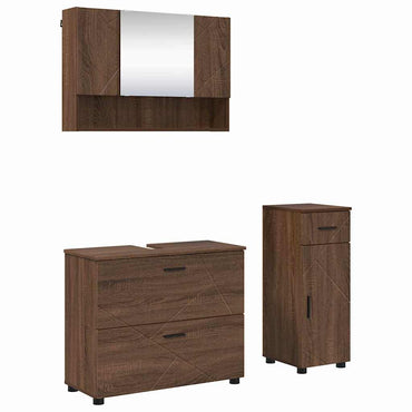 vidaXL Badezimmermöbel-Set mit Schubladen 3 pcs Braun Eichen-Optik