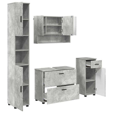 vidaXL Badezimmermöbel-Set 4 pcs Beton Grau Sperrholz und Metall