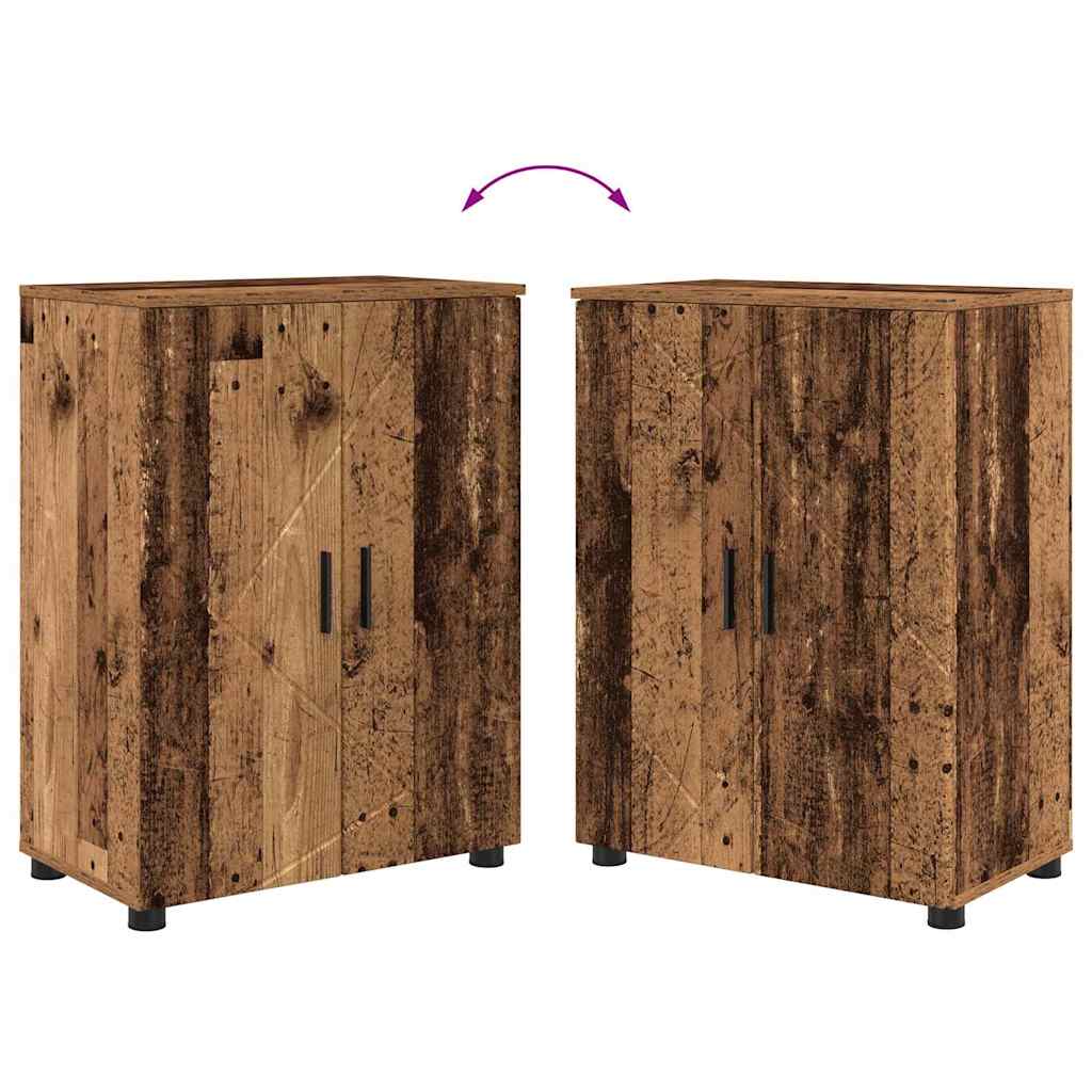 vidaXL Badezimmermöbel-Set mit Tür 4 pcs Altholz Sperrholz und Metall