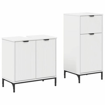 vidaXL Badezimmermöbel-Set mit Regal 2 pcs Weiß Sperrholz und Metall