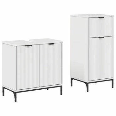 vidaXL Badezimmermöbel-Set 2 pcs Hochglanz Weiß Sperrholz und Metall