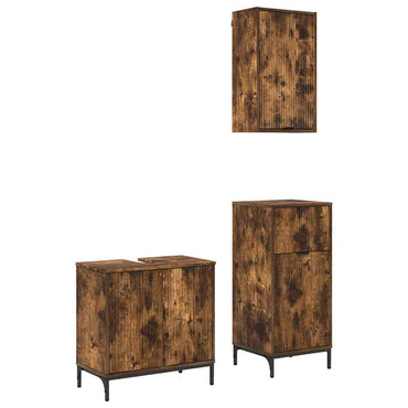 vidaXL Ensemble de meubles de salle de bain avec tiroirs 3 pcs Chêne fumé