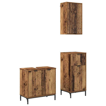 vidaXL Ensemble de meubles de salle de bain avec porte 3 pcs Bois de récupération contreplaqué et métal