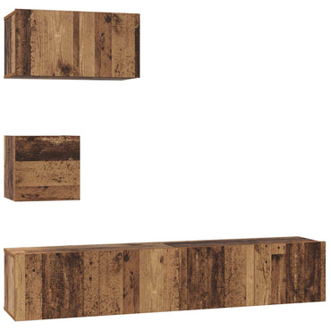 vidaXL TV-Schrankset Wandmontiert 3 pcs Altholz Holzwerkstoff