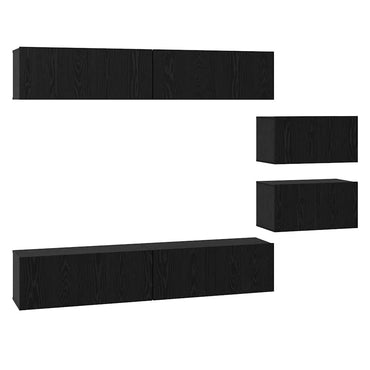 vidaXL TV-Schrankset 6 pcs Schwarz Eichen-Optik Holzwerkstoff