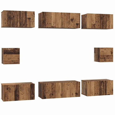 vidaXL Meuble TV mural 8 pcs bois de récupération bois d'ingénierie