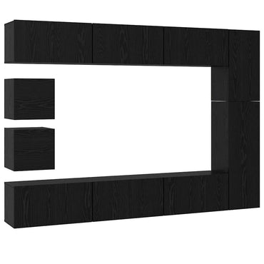 vidaXL Ensemble de meubles TV 10 pcs Noir aspect chêne Aggloméré