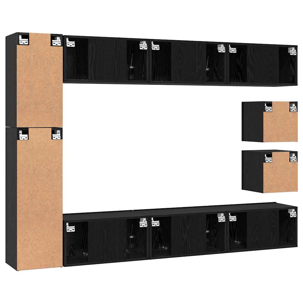 vidaXL TV-Schrankset 10 pcs Schwarz Eichen-Optik Holzwerkstoff