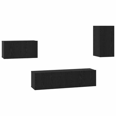 vidaXL Meuble TV avec tiroirs Noir aspect chêne Bois d'ingénierie