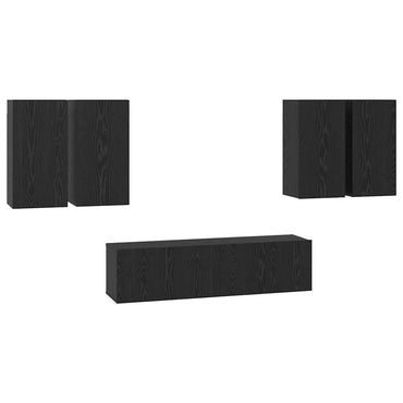 vidaXL Ensemble de meubles TV muraux Aspect chêne noir Bois d'ingénierie