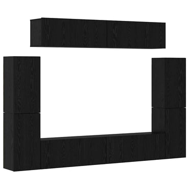 vidaXL TV-Schrank-Set 8 pcs Schwarz Eichen-Optik Holzwerkstoff