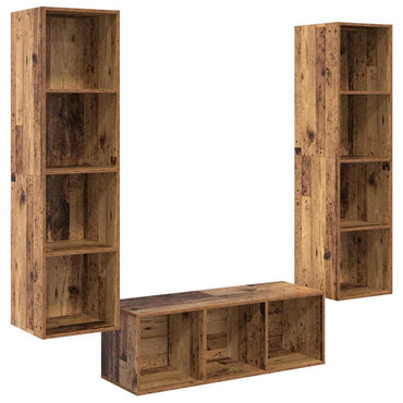 vidaXL TV-Schrankset Wandmontiert 3 pcs Altholz Holzwerkstoff