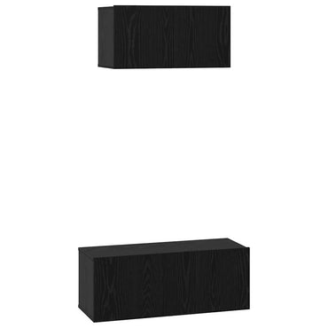 vidaXL Meuble TV 2 pcs aspect chêne Noir Bois d'ingénierie