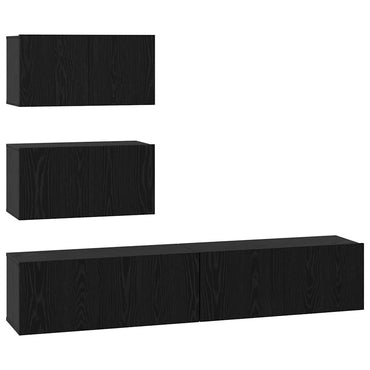 vidaXL Ensemble de meubles TV 4 pcs Noir aspect chêne Aggloméré