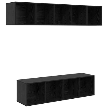vidaXL Meuble TV 4 pcs Noir aspect chêne Aggloméré