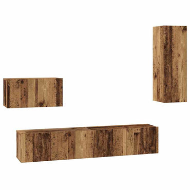 vidaXL Meuble TV mural 4 pcs, bois recyclé aggloméré