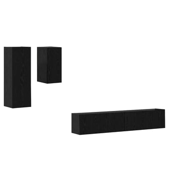 vidaXL Meuble TV mural 3 pcs Noir Aspect Chêne Bois d'ingénierie
