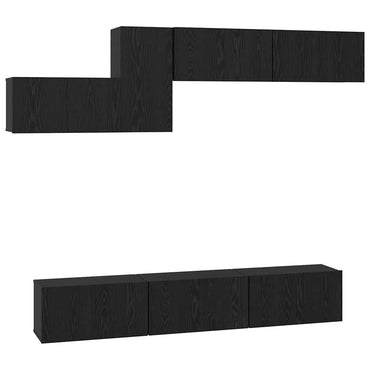 Meuble TV vidaXL avec tiroirs Aspect chêne noir Bois d'ingénierie