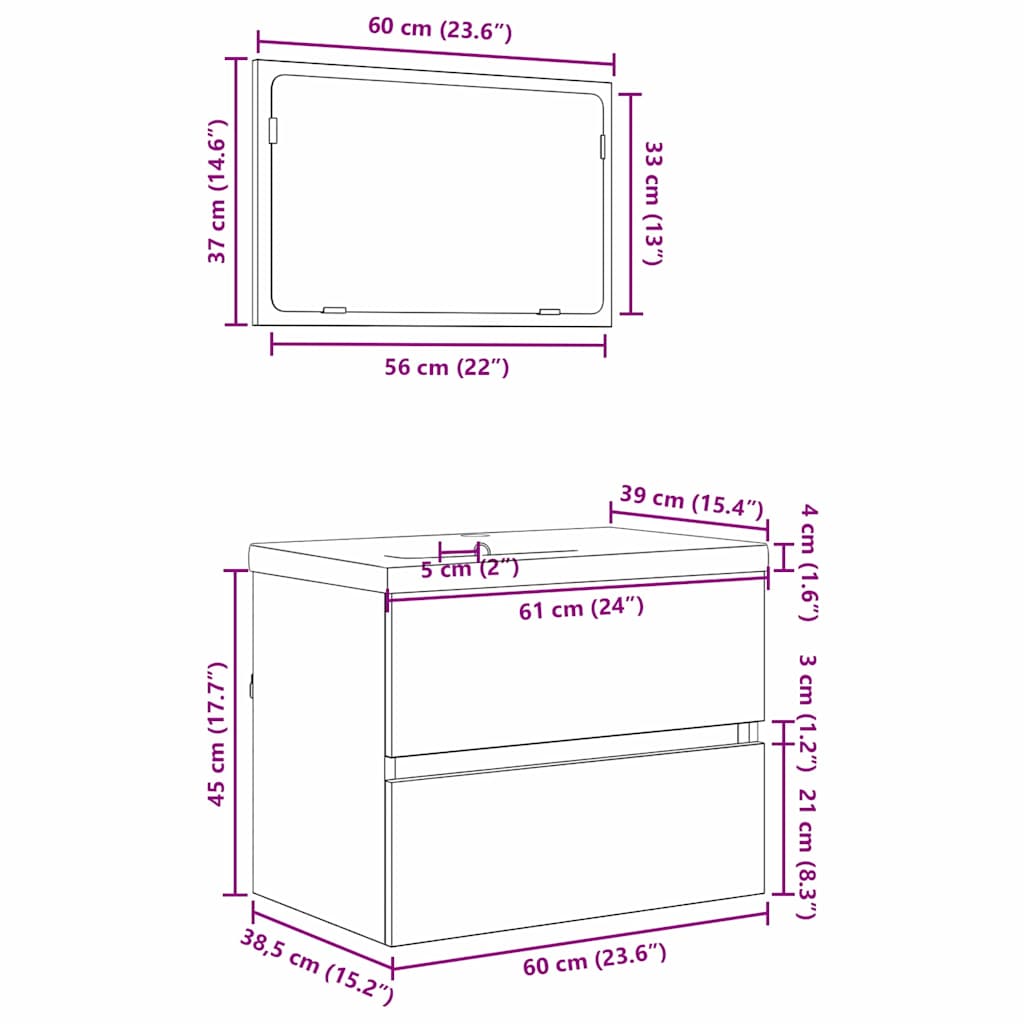 vidaXL Ensemble de meubles de salle de bain 3 pcs Chêne artisanale Bois d'ingénierie