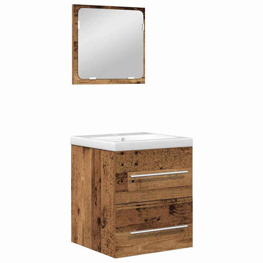 vidaXL Ensemble de meubles de salle de bain avec tiroirs 2 pcs Bois de récupération Bois d'ingénierie